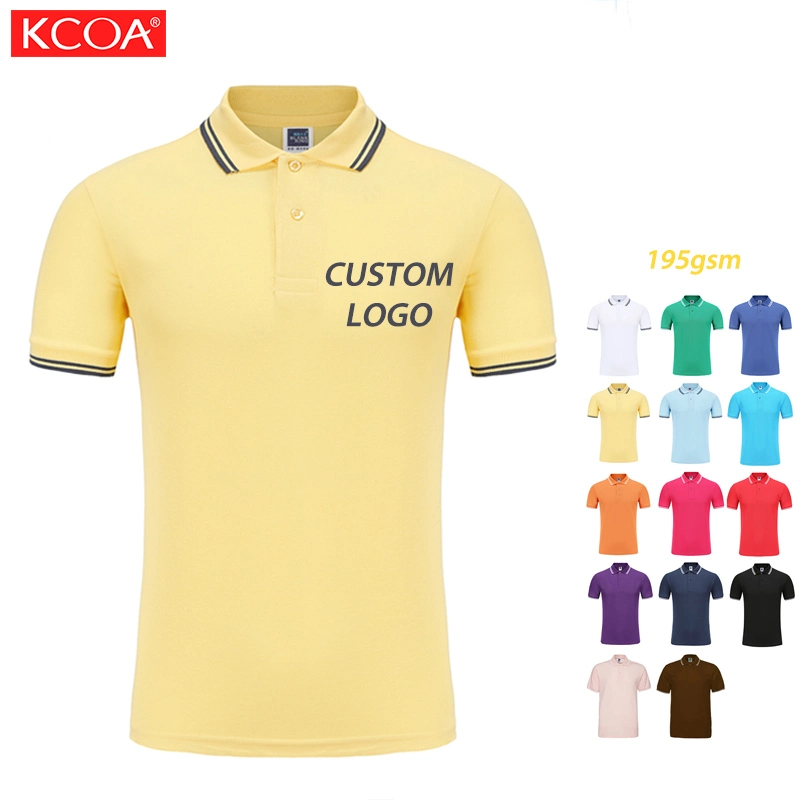 Bulk Uniform Yellow Custom Logo Plain Cotton Mens Polo Tshirt