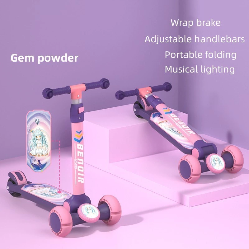 2023 Nouveau portable d'enfants du triporteur de pliage avec éclairage Produits chaud/Kids scooter