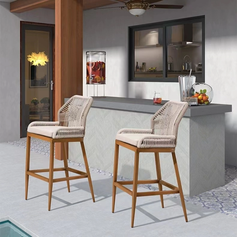 New Design Aluminium Frame Modern Outdoor Garden Patio Rattan Bar Chair and Bar Table Furniture Sets