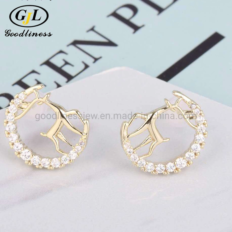 Wholesale/Supplier Christmas Deer Shape Zircon Earring Sweet Lovely Deer Earring Jewelry