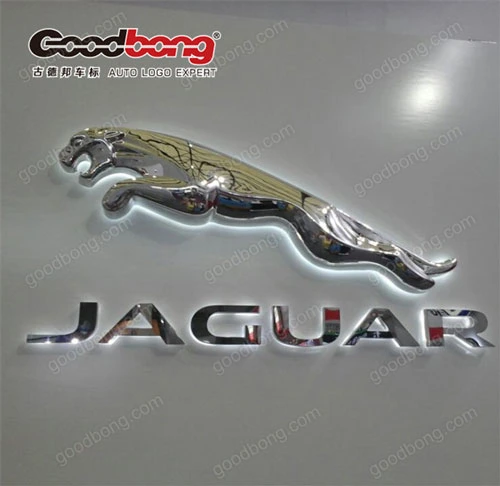 ABS Chromed Backlit Sign LED Light Car Brand Jaguar Logo