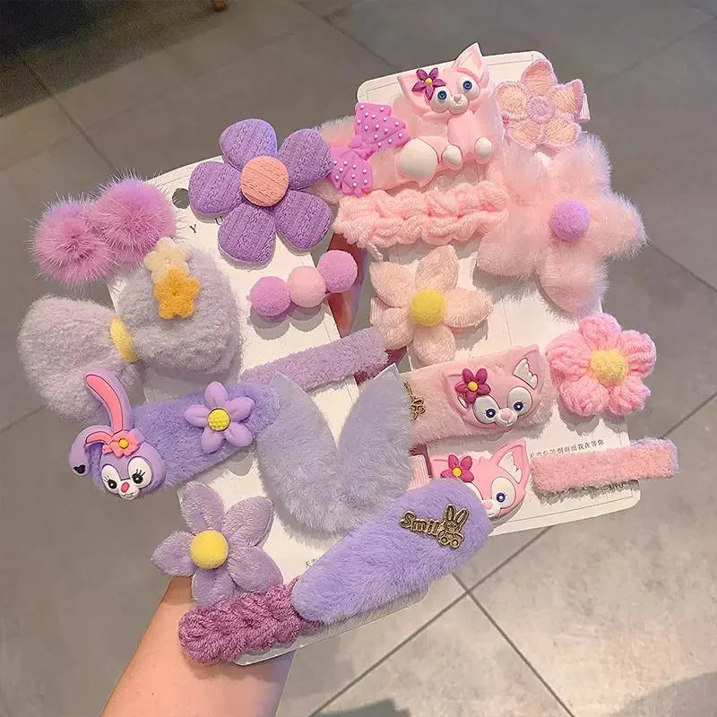 9pcs/Set niños Autumn Plush tela Cabello clips Korean Cute Cartoon Accesorios para el pelo de los niños Hairagarres para regalo de las niñas del bebé