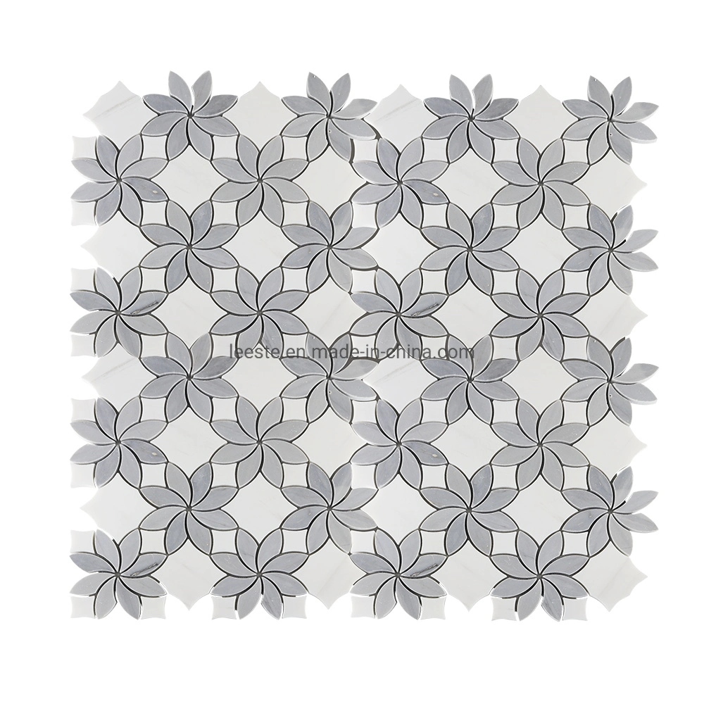 Good Quality China Bardiglio Grey Marble Flower Shape Mosaic Tiles