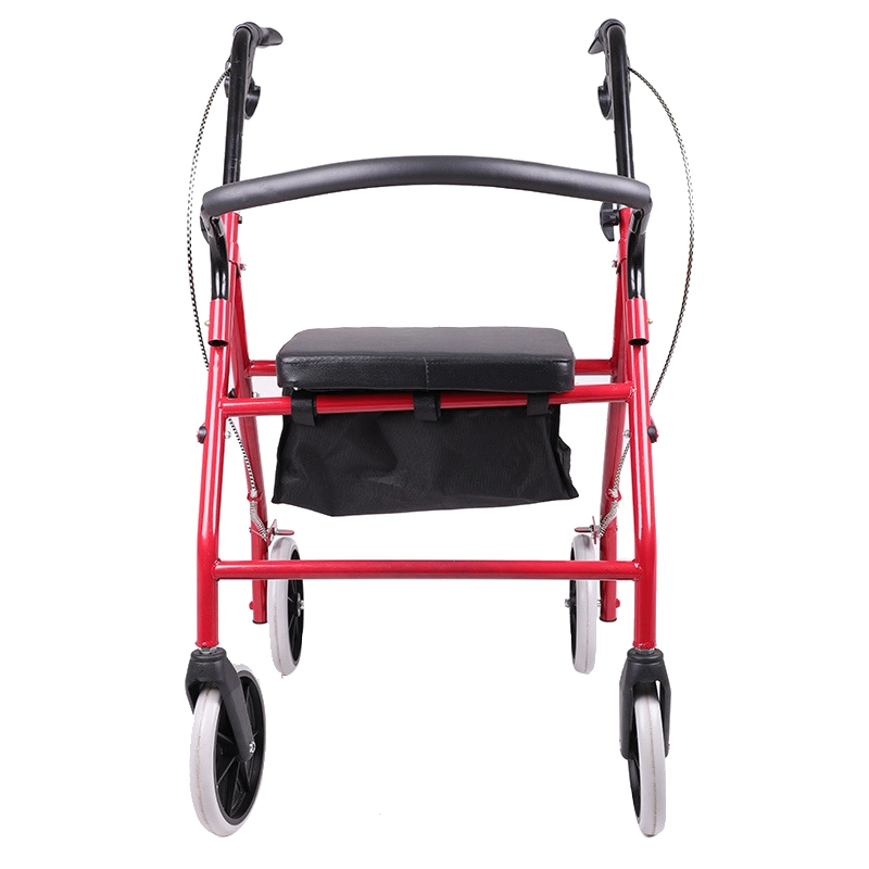 Portable Foldable Rehabilitation Walker Elderly Walker Trolley Handbrake Four-Wheel Walker