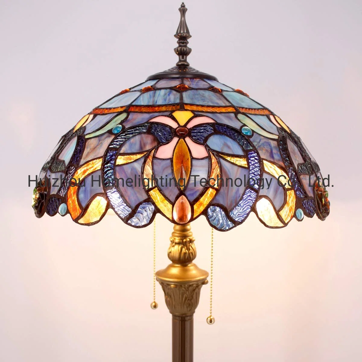 Tff-8771 Tiffany Style Floor Lamp Stained Glass Blue Purple Cloudly
