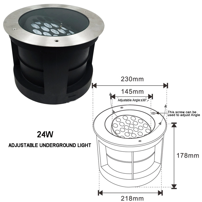 2023 LED جديد زاوية قابلة للضبط قابلة للضبط من الفولاذ المقاوم للصدأ IP67 مصباح إضاءة الأرضية الأرضية الموجود تحت الأرض تحت الأرض