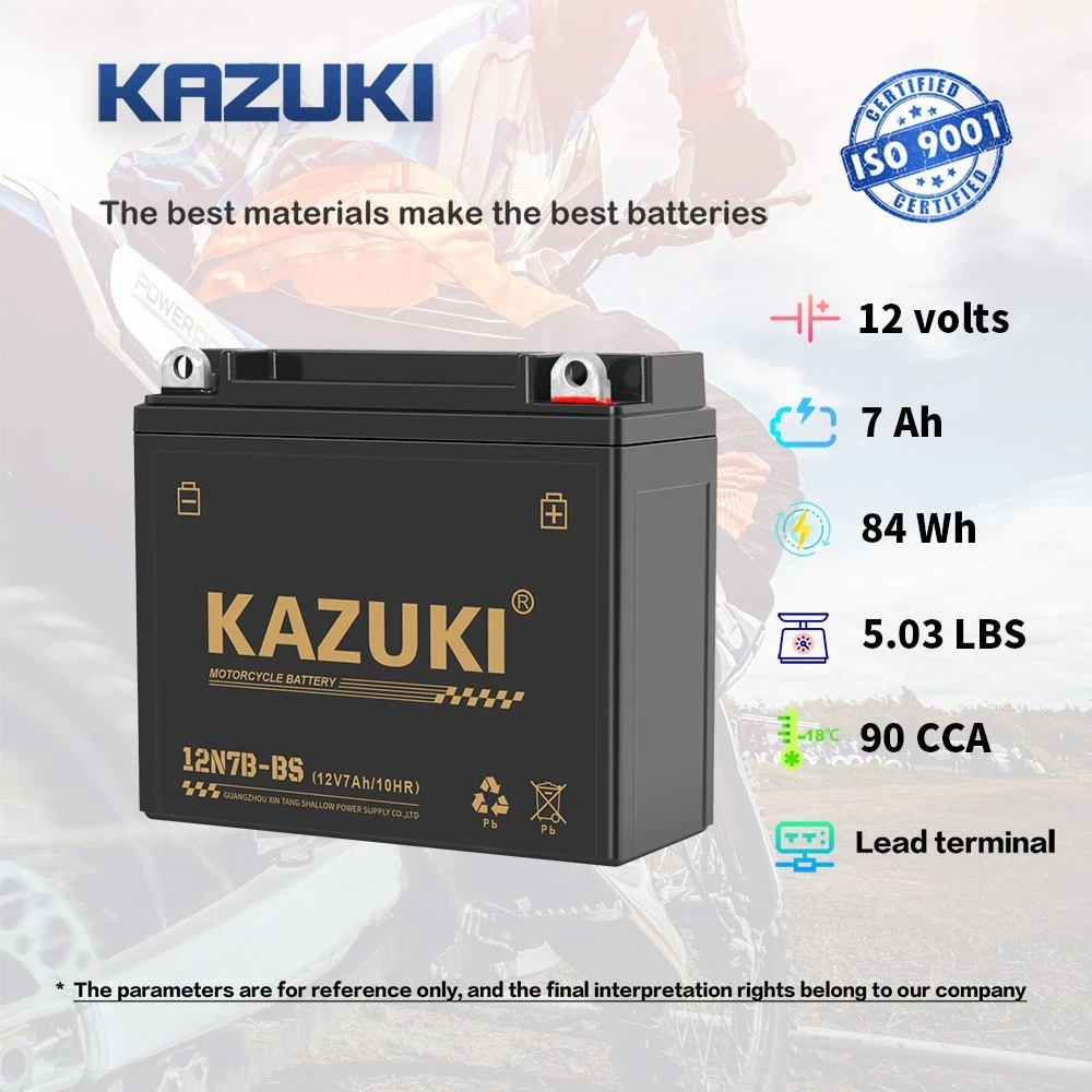 Kazuki 12n7-3A 12V7ah batería/Mantenimiento carga seca libre batería de motocicleta