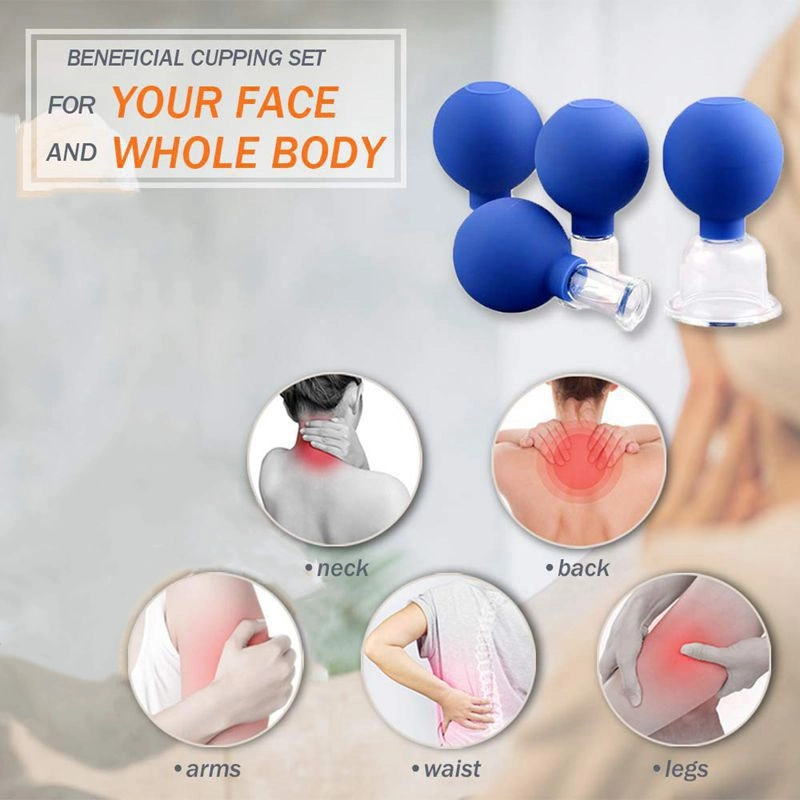 Corpo do agregado higroscópico canolamento PVC Facial copos de vidro de Bola 4 PCS Conjunto canolamento de rosto