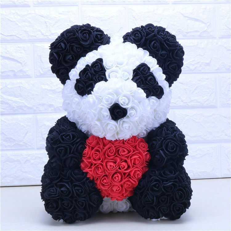 Wholesale White PE Foam Rose Flower Bear Rose Panda for Children Wedding Party Christmas Valentile's Day Festival Holiday Gift