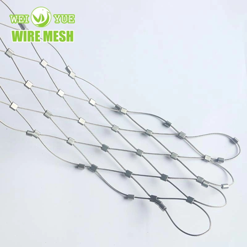 Diamond Hole 1 2 Inch 3 Inches 304 316L Stainless Steel Flexible Wire Rope Mesh Netting for Bid Aviary Protective Net Fence Wire Mesh Safety Net