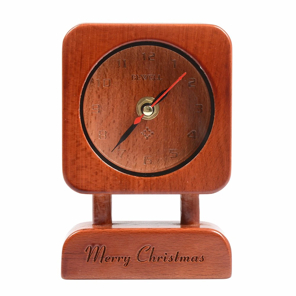 Wholesale/Supplier Table Stand Small Beech Wood Alarm Clock for Gift