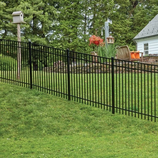 Residential Grade Aluminum Fence Maintenance Free 3-Rail Flat Top Powder Coated Black