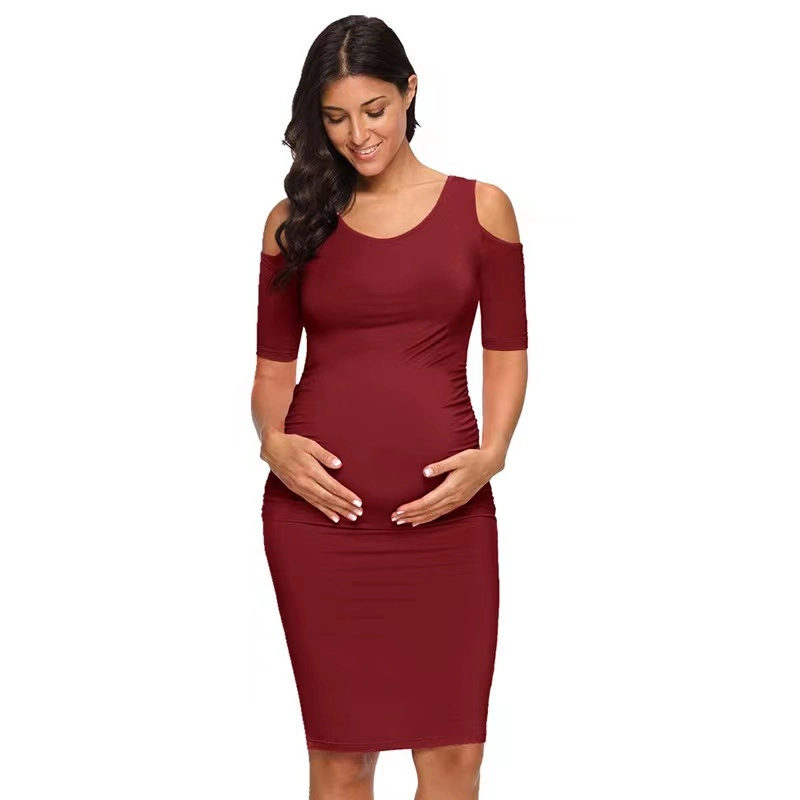 Women New Slit Sleeve Shoulder Maternity Dress