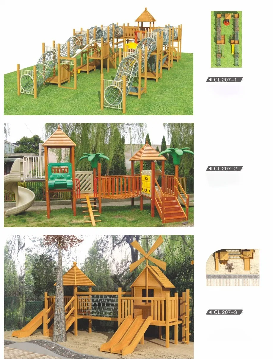 MP20-009 Wooden Playground Kids Wooden Amusement Equipment Outdoor Combination Wooden House