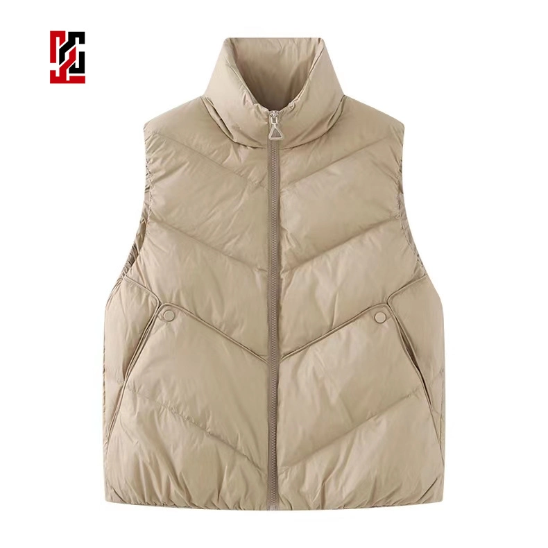 Womens Winter out Wear Coats Stand Collar Puffer Crop Down Vest