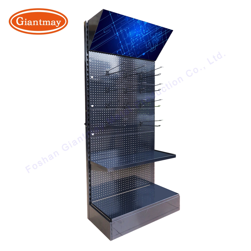 Durable Advertising Pegboard Floor Standing Light Bulb Display Stand Rack