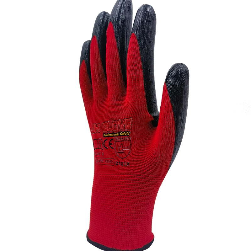 Jinhu Customize Logo Nitrile Coated Work Gloves for Men and Women Work Safety Gloves