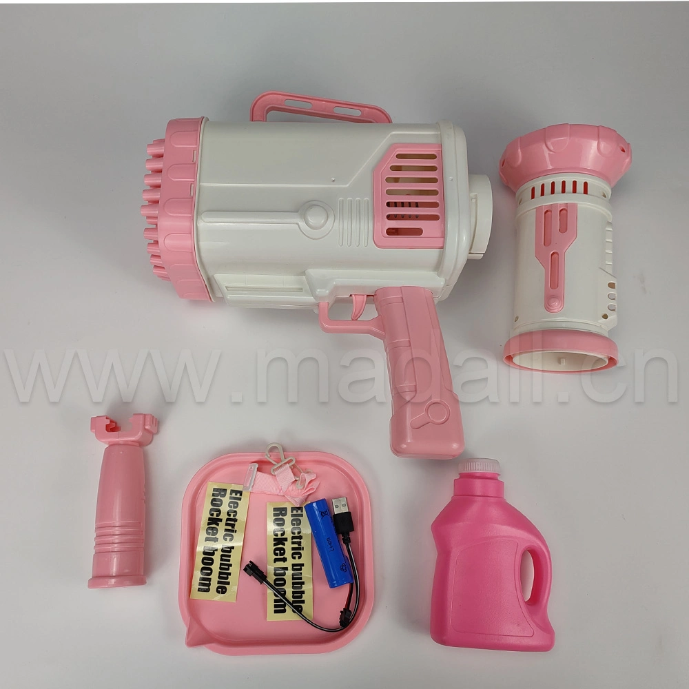 Hot Sale 64 agujeros máquina de burbujas eléctrica Rocket burbuja Boom Bazooka Bubble Maker Gun Juguetes de verano al aire libre