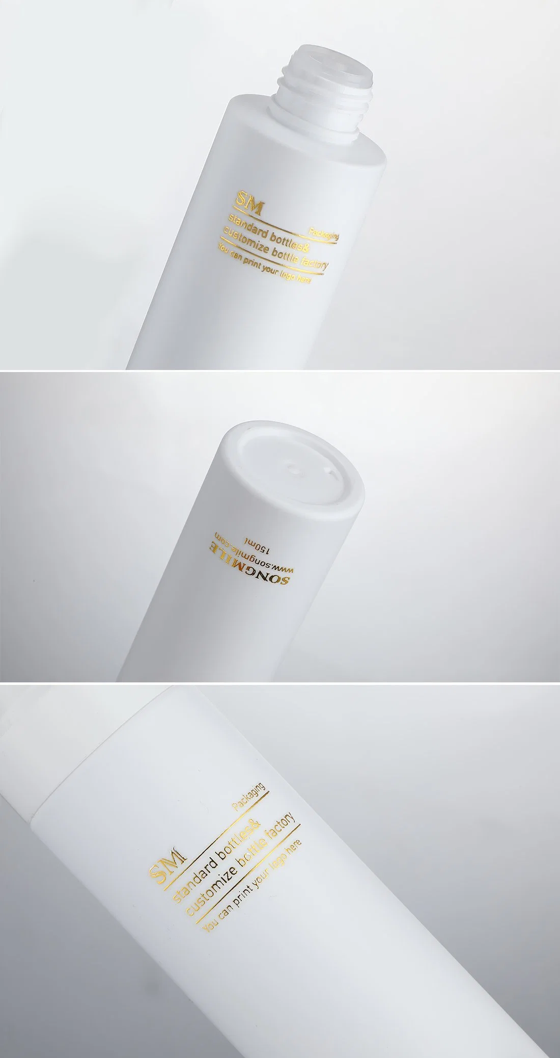OEM-печать 24 мм PP 120 мл тонер-бутылка белая кожа Наборы ПЭТ-бутылок для косметической упаковки Care Cosmetic