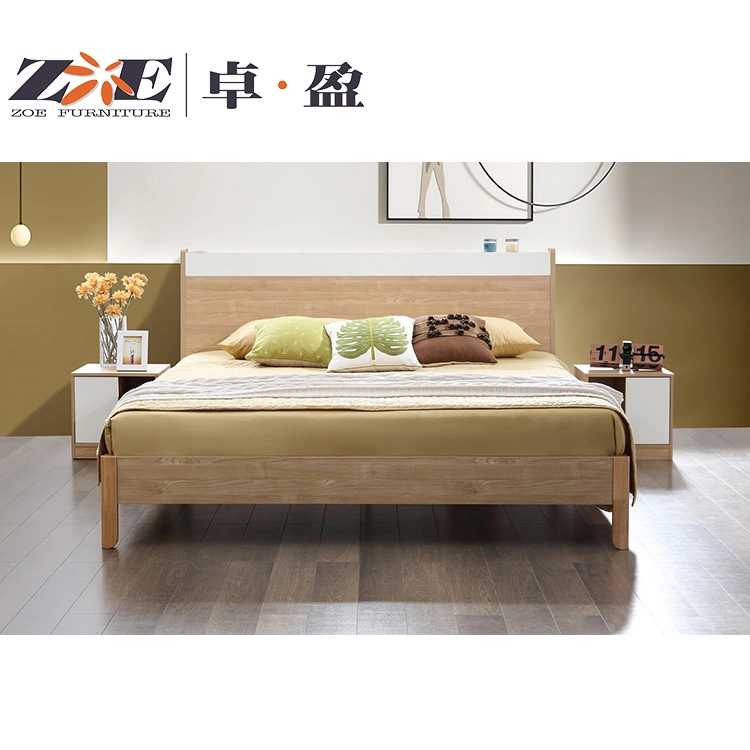 Luxury Mattress Leather Bunk Hospital King Single Hotel Bedroom Furniture Queen Double Wall Wooden Bed