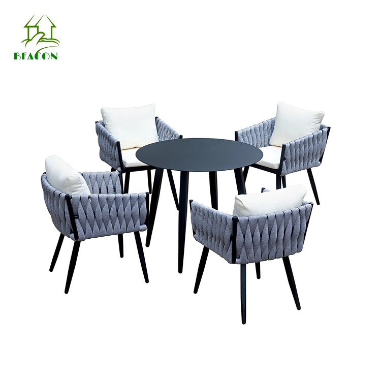 Outdoor Furniture Garden Weather-Proof Rope Weaving Dining Table Set