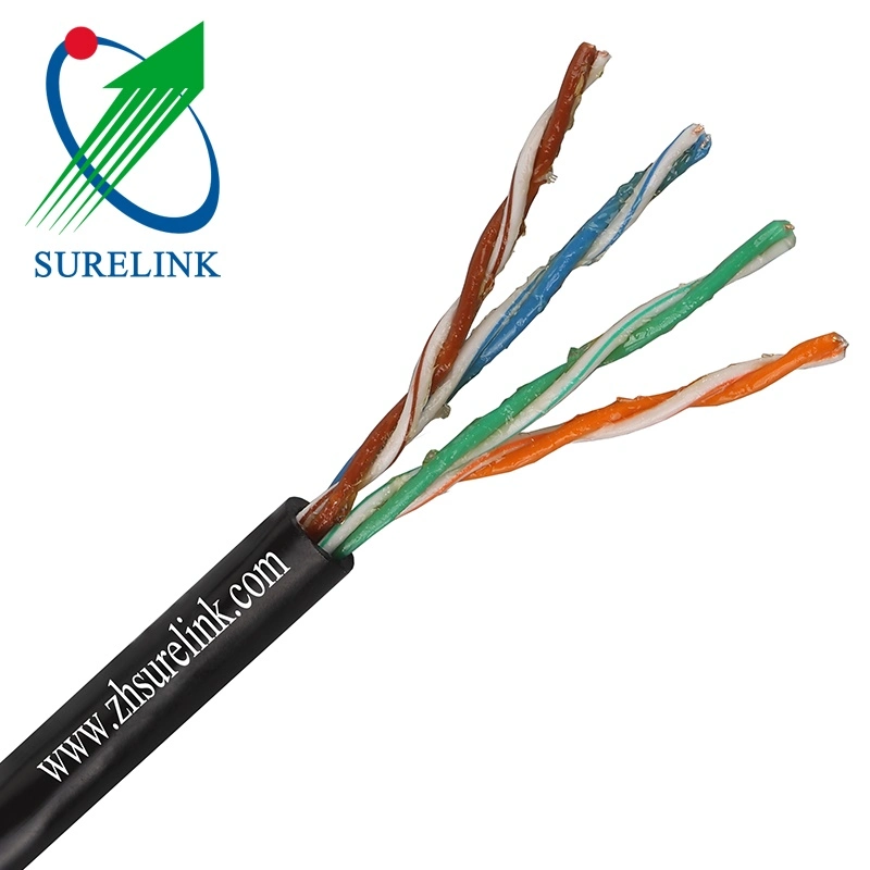 Surelink Customized Outdoor 4pair 24AWG Solid Copper UTP Cat5e U/FTP Cat5e RJ45 Cable Ethernet Cable 305m