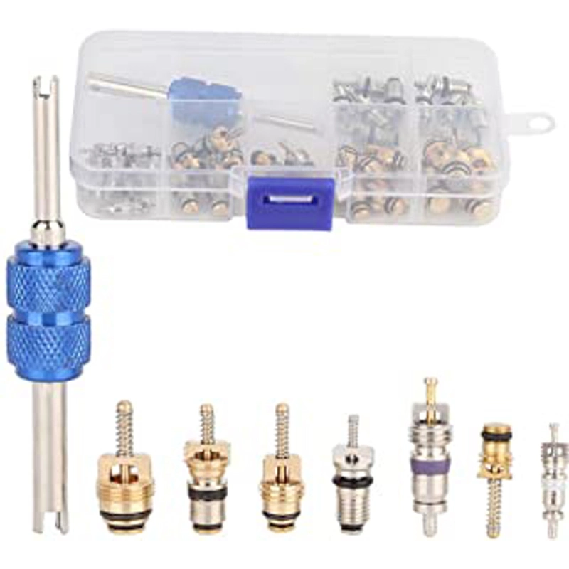 9PCS Air Conditioning Valve Core A/C R12 R134A Refrigeration Tire Valve Stem Core Remover Tool Kit