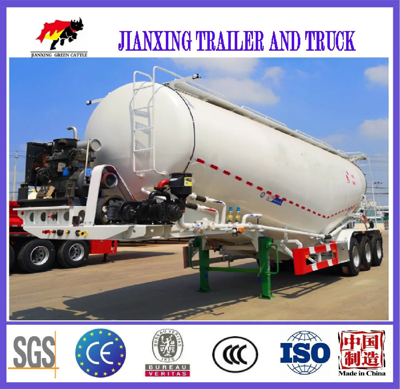 Cement Trailer Cement Trailer Sinotruk 3 Alxes Diesel Engine 50 Ton Tanker 45 Cbm Bulk Cement Tank