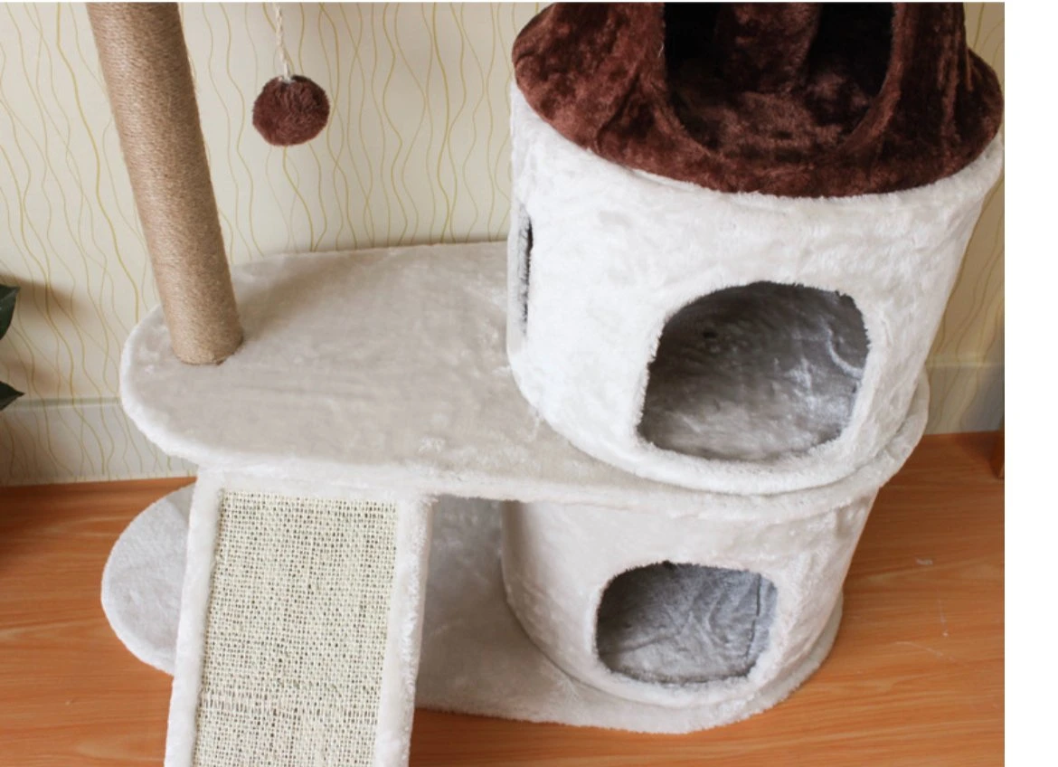 Brown y White Castle Cat House, juguetes de gato