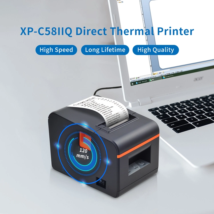 Xprinter 58mm Auto Cutter Tintenloser Drucker XP-C58IIQ Bluetooth-Belegdrucker Mit USB