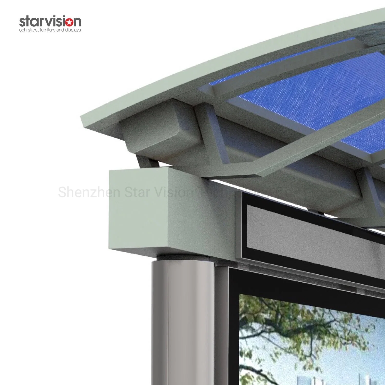 Starvision Acero inoxidable LED iluminado Smart Bus Shelter con Banco Para la ciudad urbana