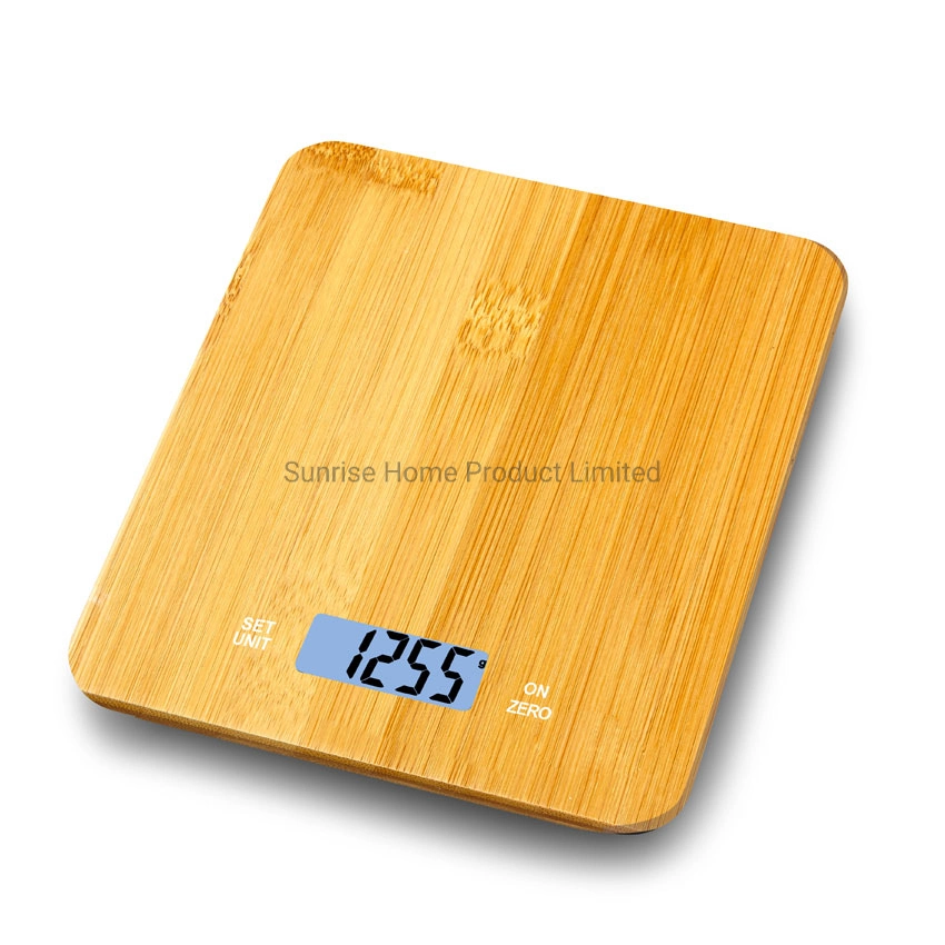 Bamboo Platform Digital Kitchen Weighing Scale with Hanging Hole (SKE271)