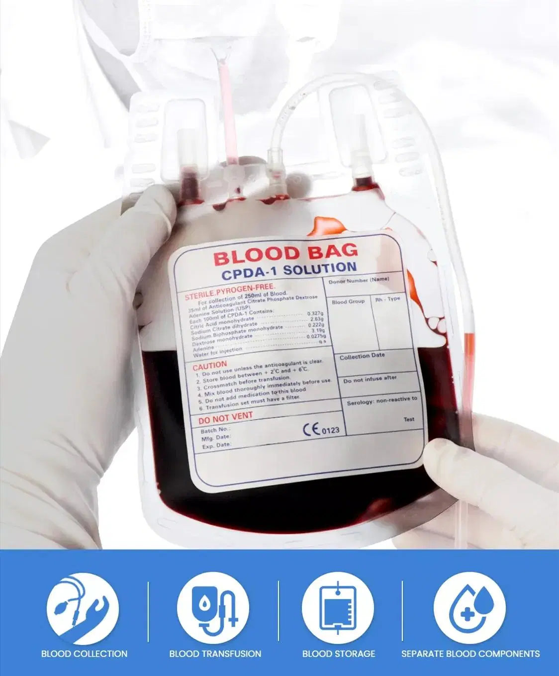 Medical Consumables Disposable Sterile Blood Bag Single/Double/Triple/Quadruple Blood Collection Bag