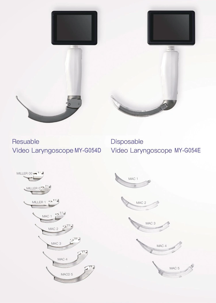 My-G054D Portable 3.5"Full View Reusable Blade Video Laryngoscope Set for Intubation