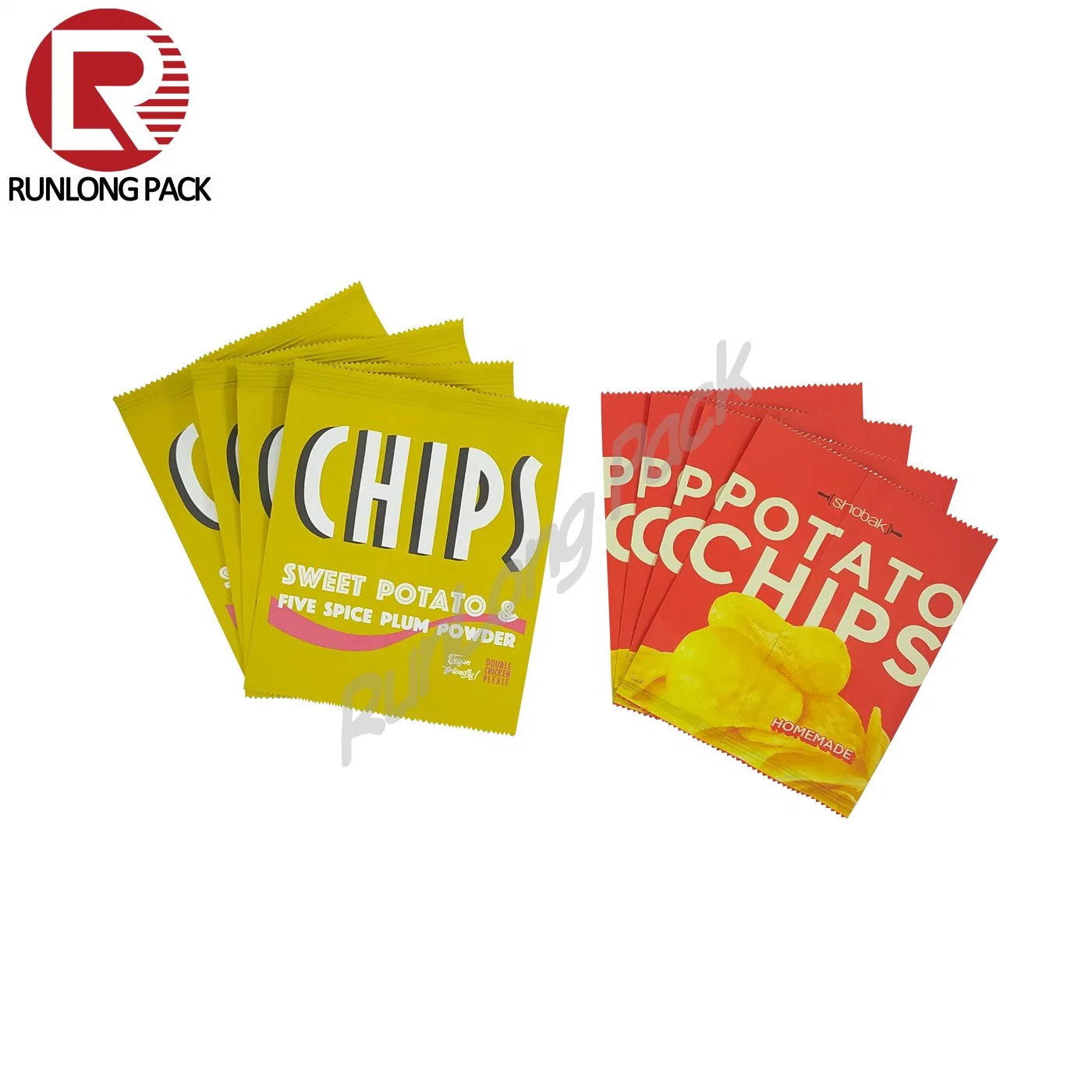 Laminated Custom Printing Fin Lap Seal Bag Pouch Puffs Food Popcorn Potato Chips Packaging Bag