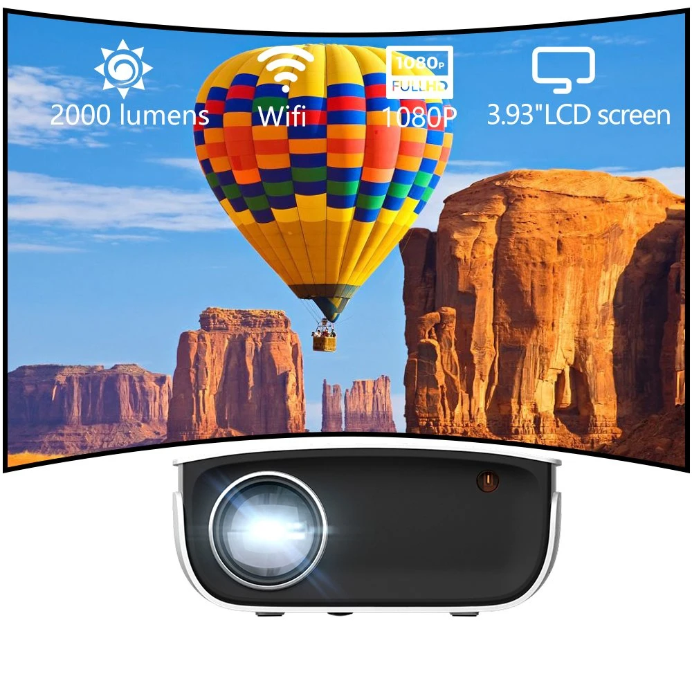 Vgke T50 Smart Android 1080P Full HD LED WiFi Projector2000 Os lúmenes suportam ligação sem fios WiFi a smartphones sistema de cinema em casa portátil Projetor