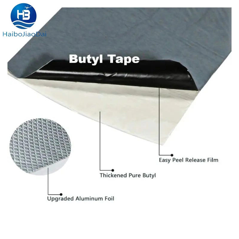 Butyl Adhesive Single Side Aluminum Foil Water Resistance Butyl Tape for Construction Leakage Roof and Leak Repair, Pipe, Wall, RV, Camper