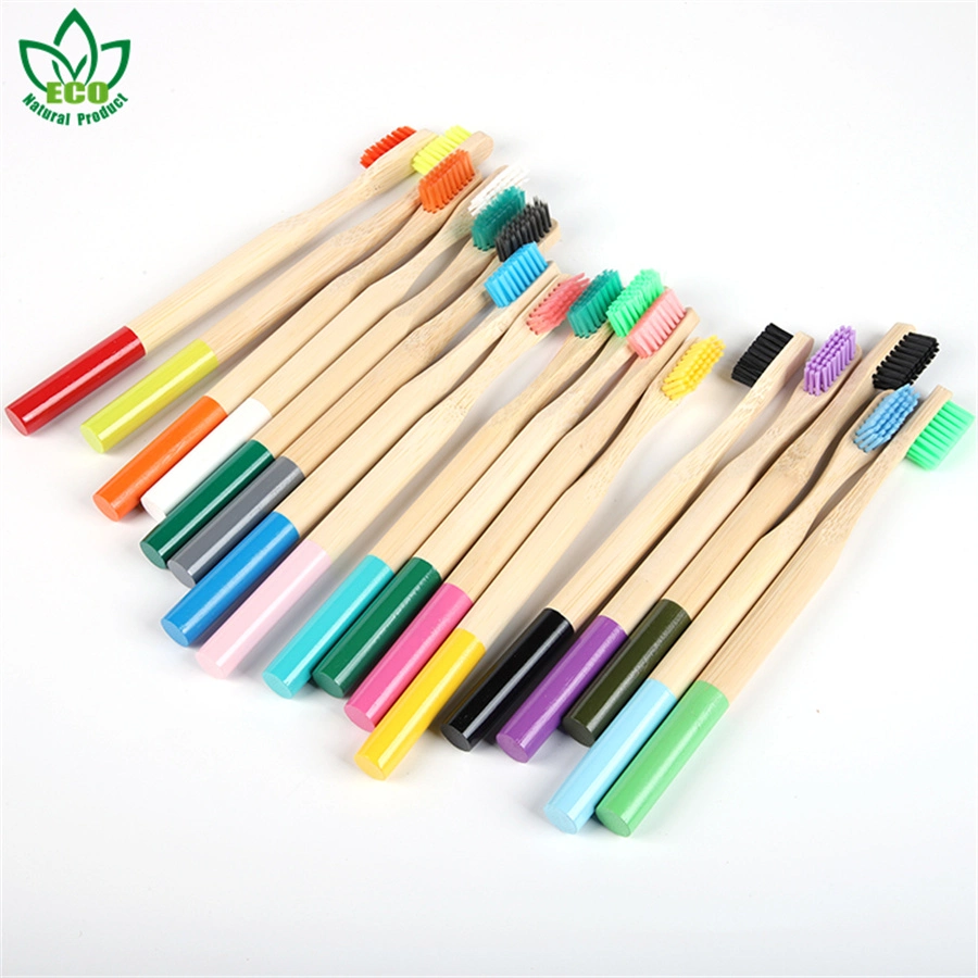 Wholesale Hotel Wooden Handle Toothbrush Eco Natural Charcoal Fiber Bamboo Round Toothbrush