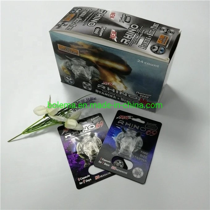 600K 700K Rhino Blister Card 3D Lentikularkarte für Männer Pillen Verpackung