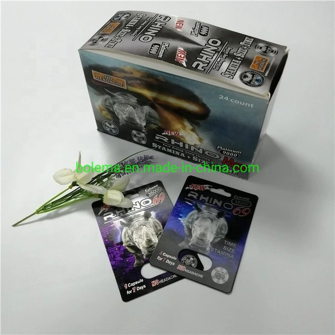 600K 700K Rhino Blíster Lenticular 3D Card para envases de píldoras de macho