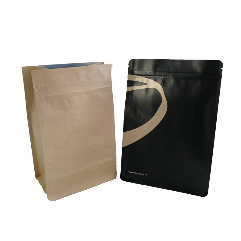 Custom Printed Food Grade Packaging Craft Bag Zipper Brown Kraft Paper Bag