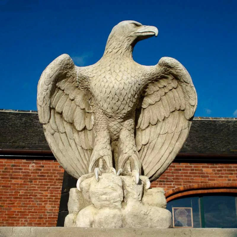 Custom Stone Animal Statue White Marble Eagle Sculpture for Decor