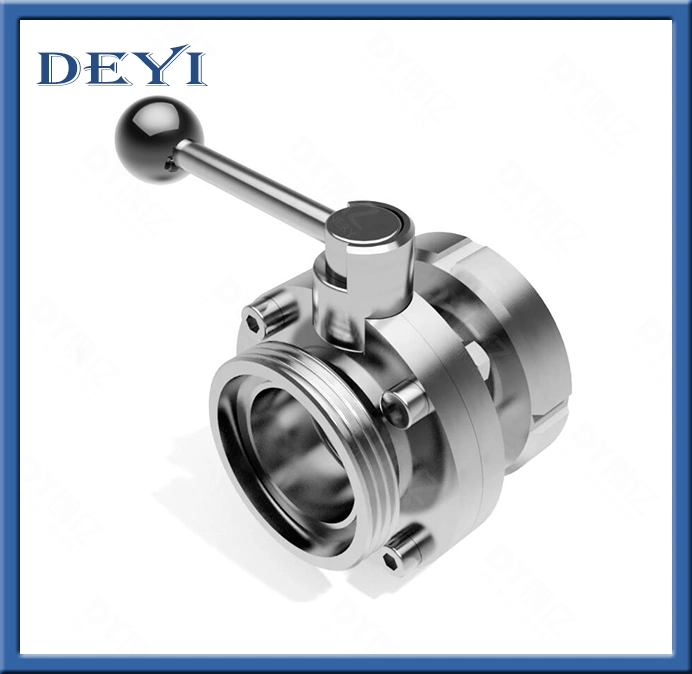 Stainless Steel Hygienic Screw Female-Male Threaded Butterfly Valve with Union