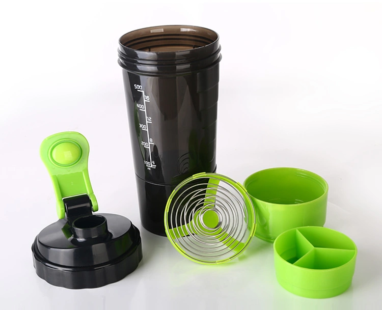 OEM 500 Ml Plastic 500ml Sport Customized Protein Shaker Bottle with Storage