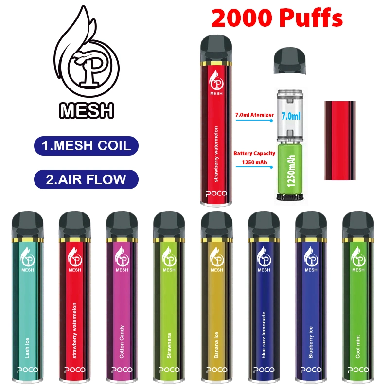 Wholesale/Supplier Custom Poco Mesh 2000 Puffs Flavors Electronic Cigarette Juice Liquid Disposable/Chargeable Vape Pen