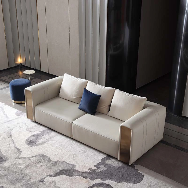 Meubles de maison de luxe moderne pour le salon, canapé en cuir en forme de L, sectionnel en option, canapé en tissu Leathaire.