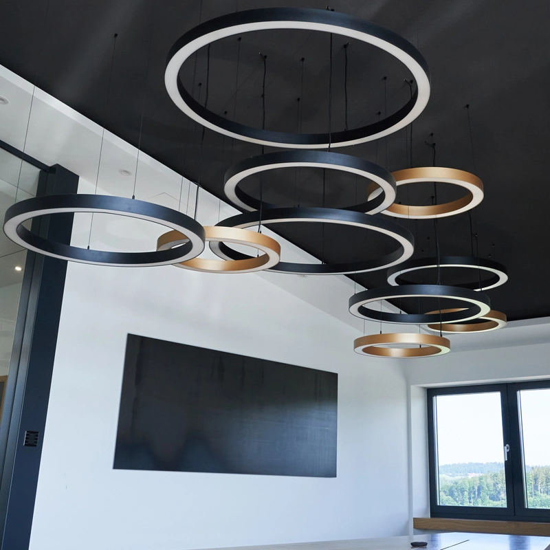 Flicker-Free Popular LED Pendant Ring Light Aluminum Circle LED Fittings with 5 Years Warranty