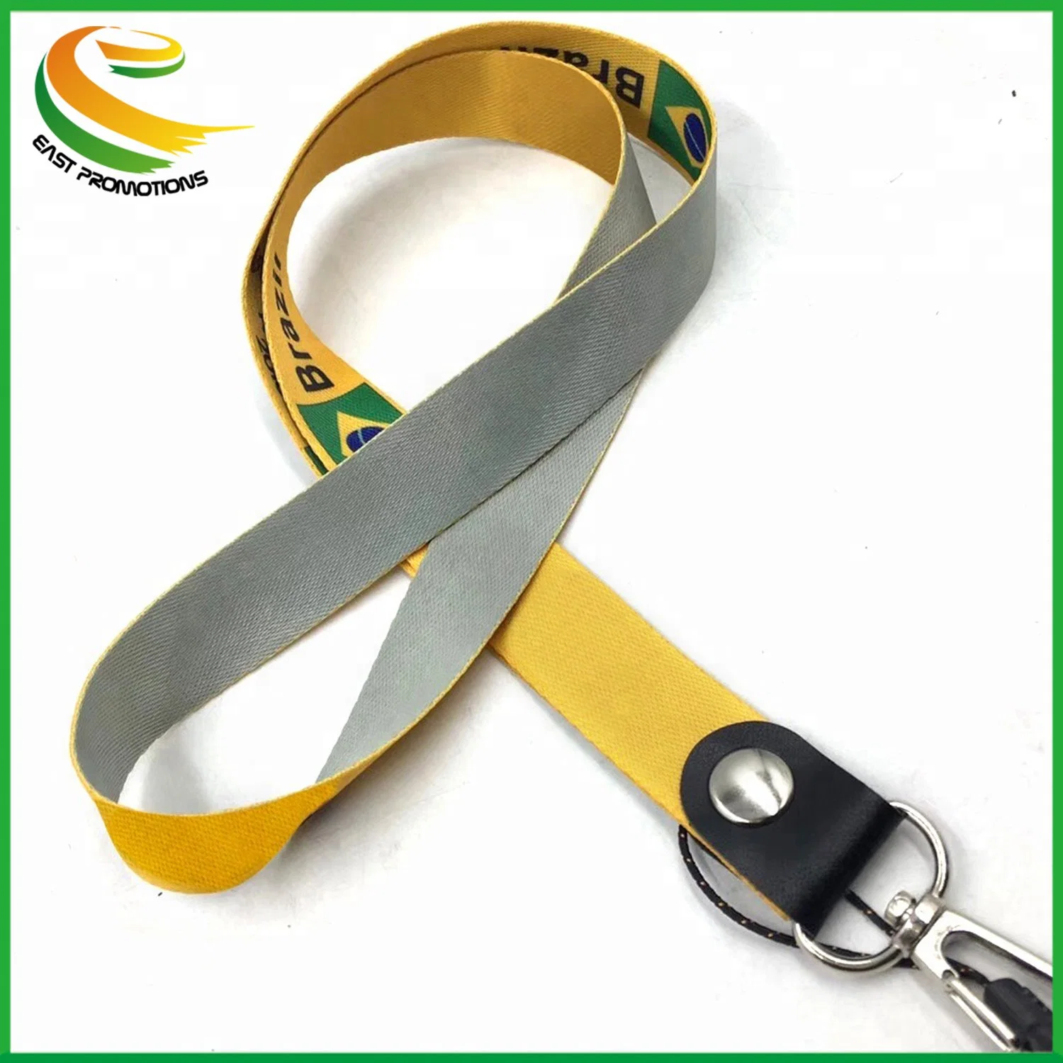 Customized Printing RPET Recycle Neck Lanyard, Sublimation Lanyard Strap with Leather