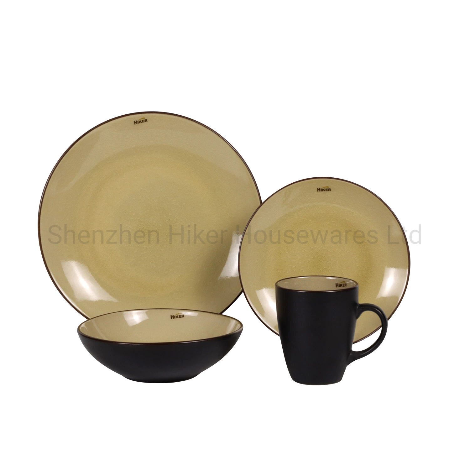 Manufacturer Stock 16PCS Ceramic Tableware Reactive Glaze Dinnerware Set Stoneware Dinner Sets