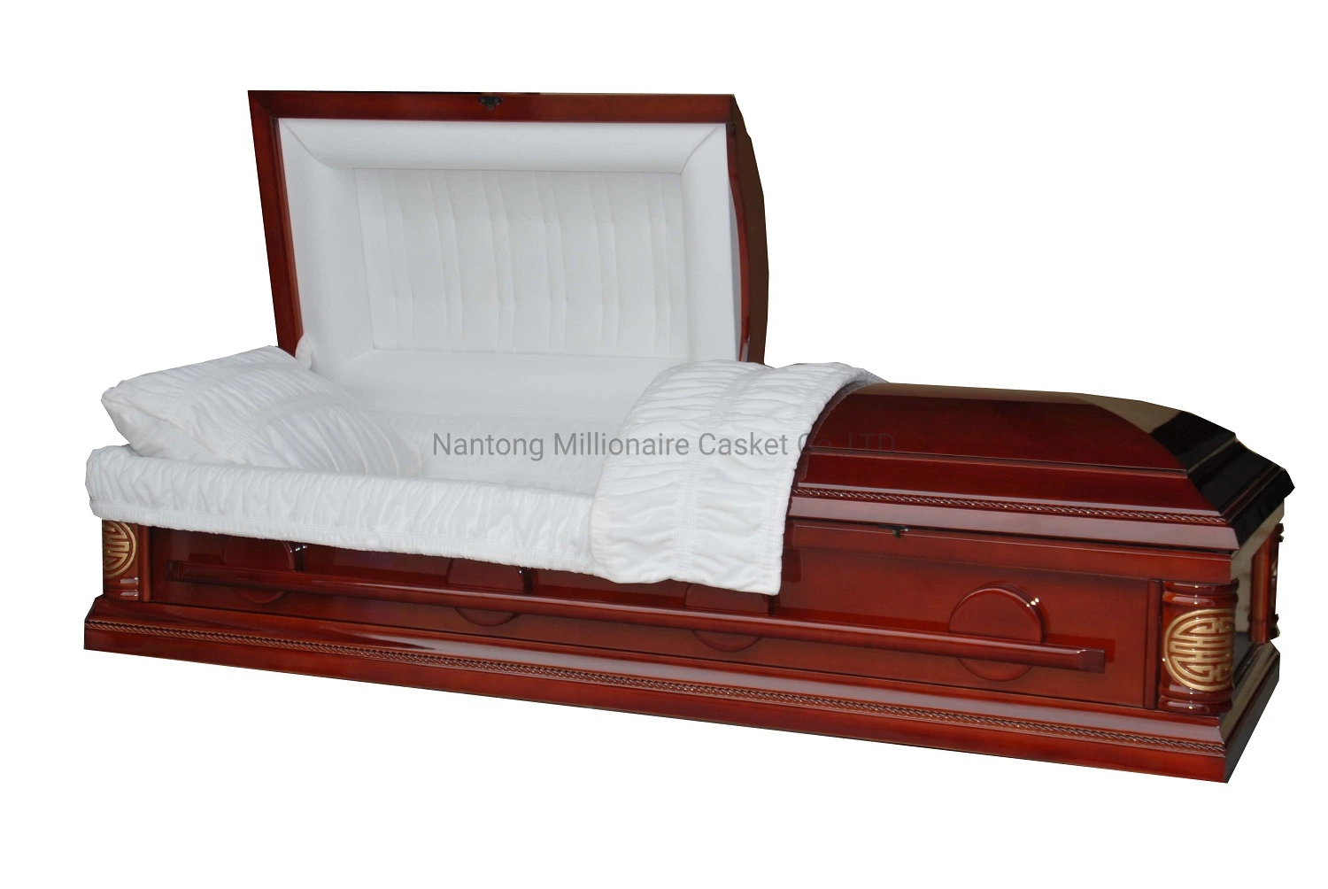 Solid Wooden Casket with Blue Interior